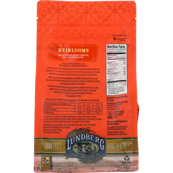 LUNDBERG: Organic Short Grain Brown Rice, 2 lb