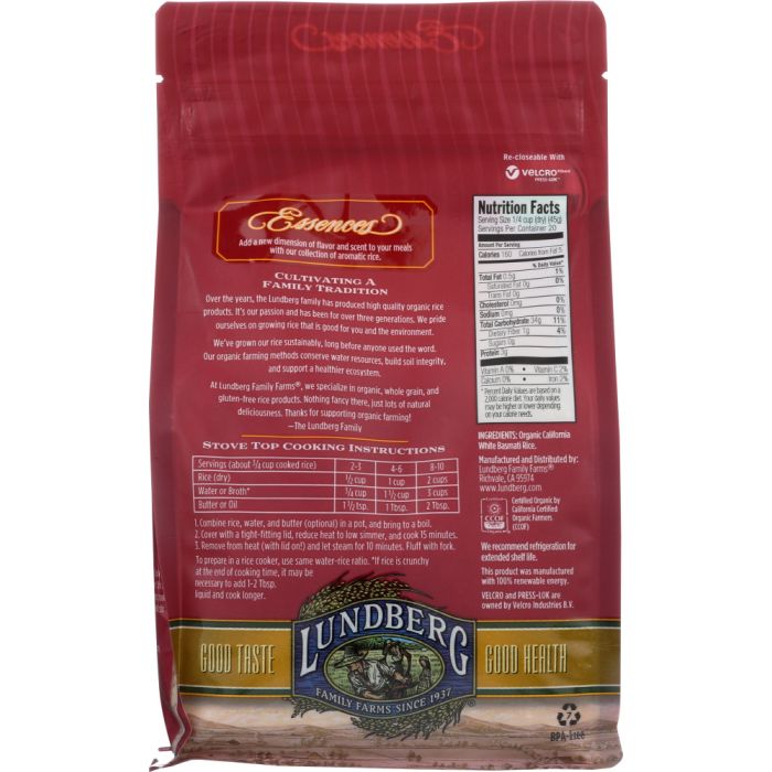 LUNDBERG: Organic California White Basmati Rice, 2 lb