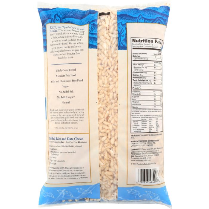 ARROWHEAD MILLS: Natural Puffed Rice Cereal, 6 oz