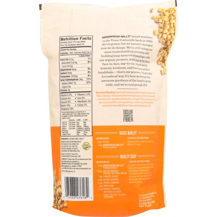 ARROWHEAD MILLS: Organic Pearled Barley, 28 oz