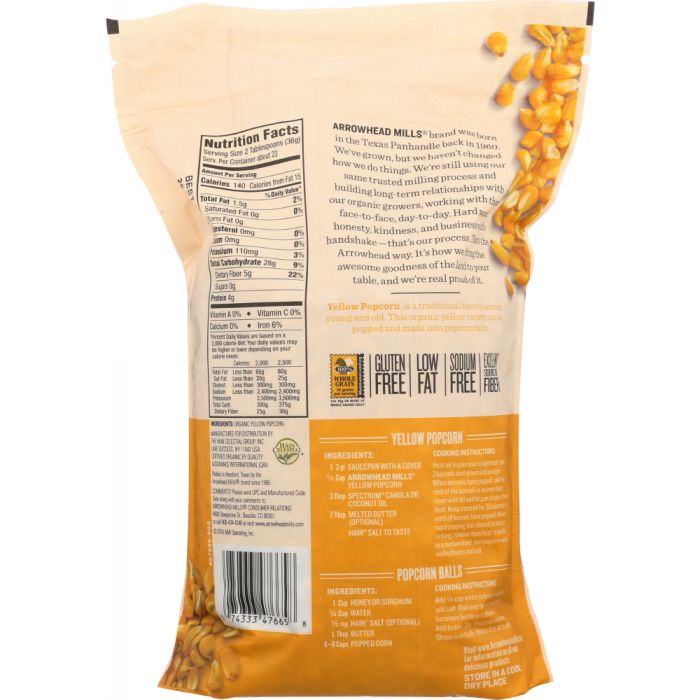 ARROWHEAD MILLS: Organic Yellow Popcorn, 28 oz