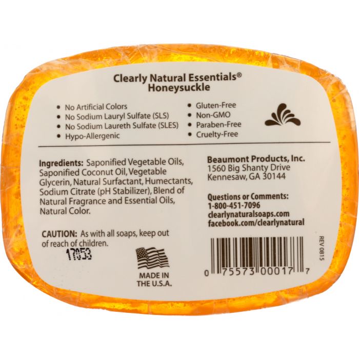 CLEARLY NATURAL: Honeysuckle Pure And Natural Glycerine Soap, 4 oz