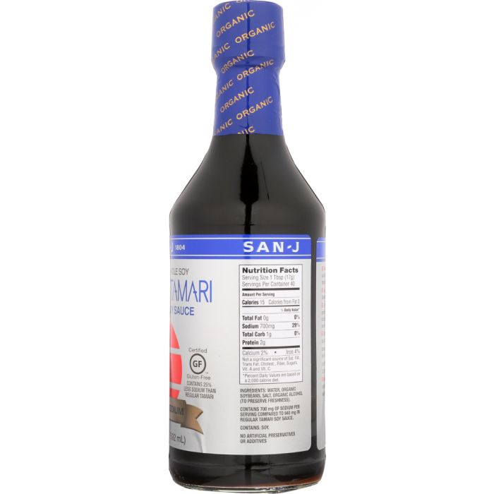 SAN J: Sauce Soy Tamari Gluten Free Wheat Free Low Sodium, 20 oz