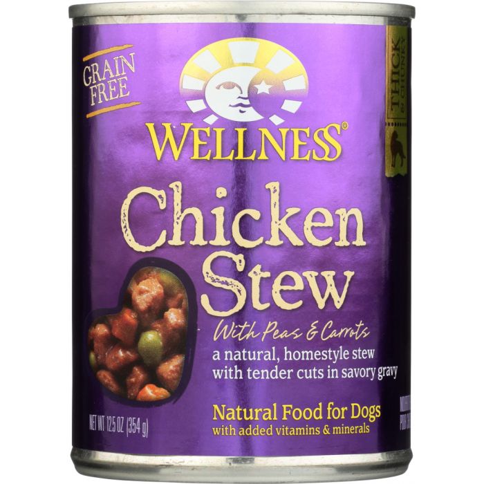 WELLNESS: Chicken Stew with Peas & Carrots Canned Dog Food, 12.5 oz