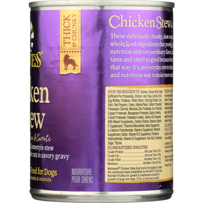 WELLNESS: Chicken Stew with Peas & Carrots Canned Dog Food, 12.5 oz