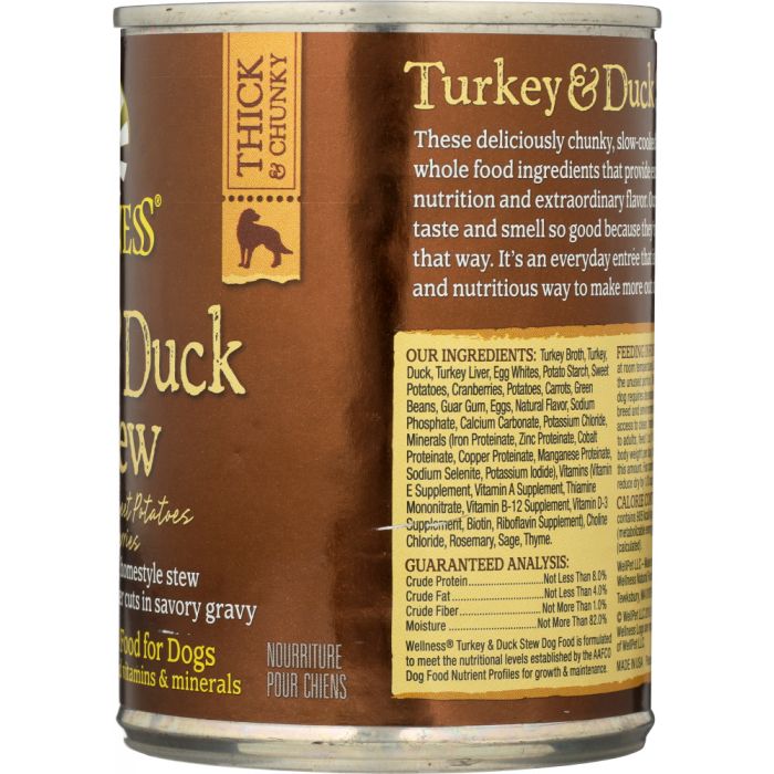 WELLNESS: Turkey & Duck Stew with Sweet Potatoes Dog Food, 12.5 oz