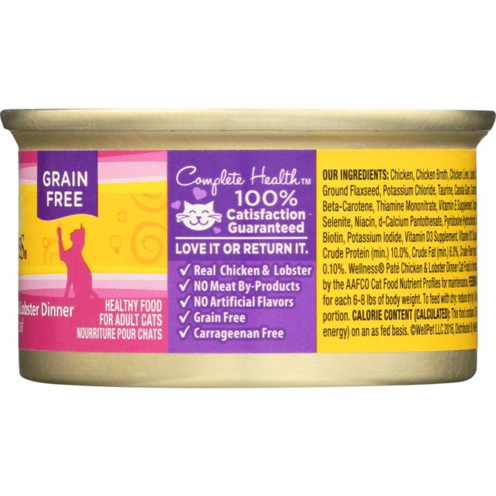 WELLNESS: Adult Chicken and Lobster Canned Cat Food, 3 oz