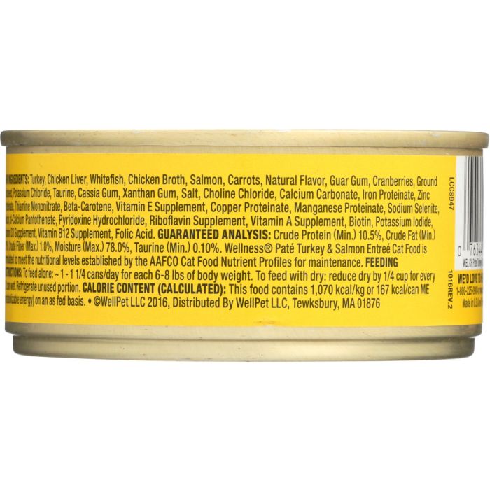 WELLNESS: Canned Cat Food Turkey and Salmon Formula, 5.5 oz