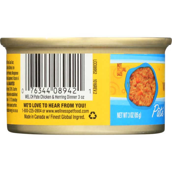 WELLNESS: Adult Chicken and Herring Canned Cat Food, 3 oz