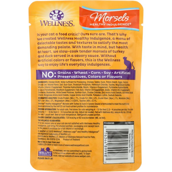 WELLNESS: Morsels Healthy Indulgence Turkey and Duck Cat Food, 3 oz