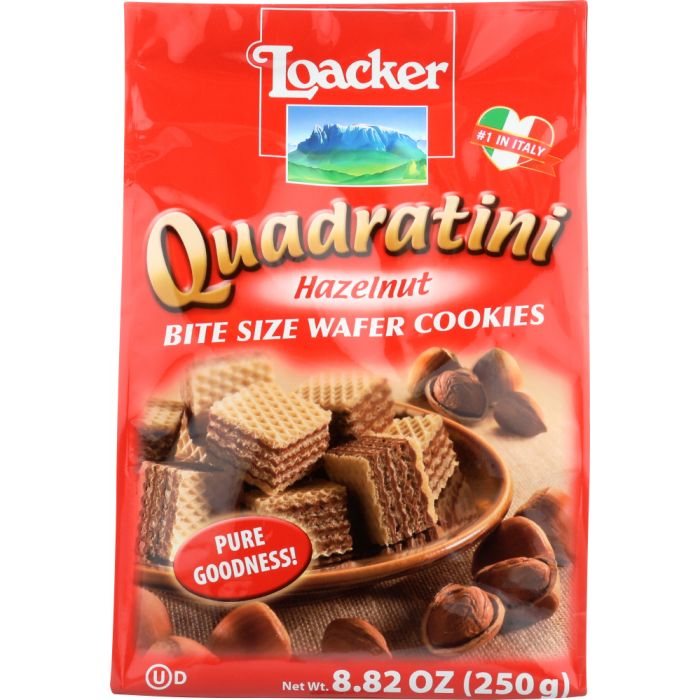 LOACKER: Quadratini Hazelnut Wafer 250g, 8.82 oz