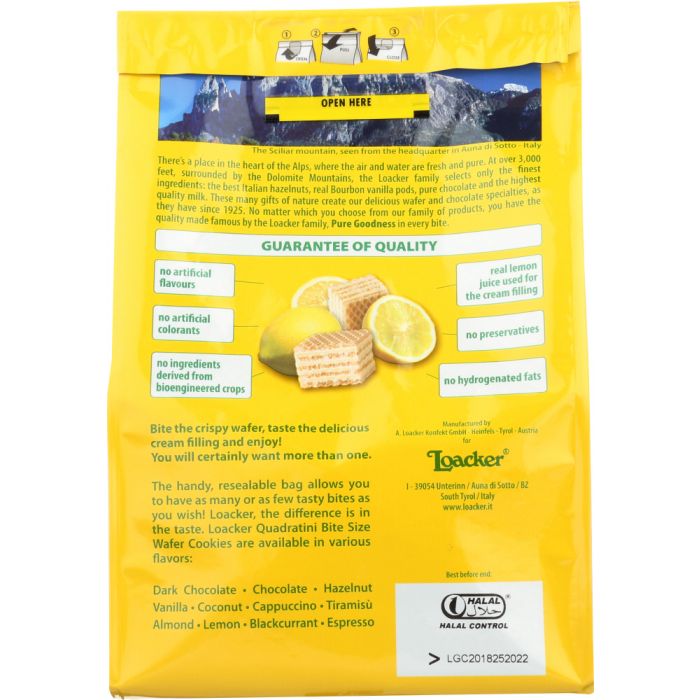 LOACKER: Quadratini Lemon Wafer Cookies, 8.82 oz