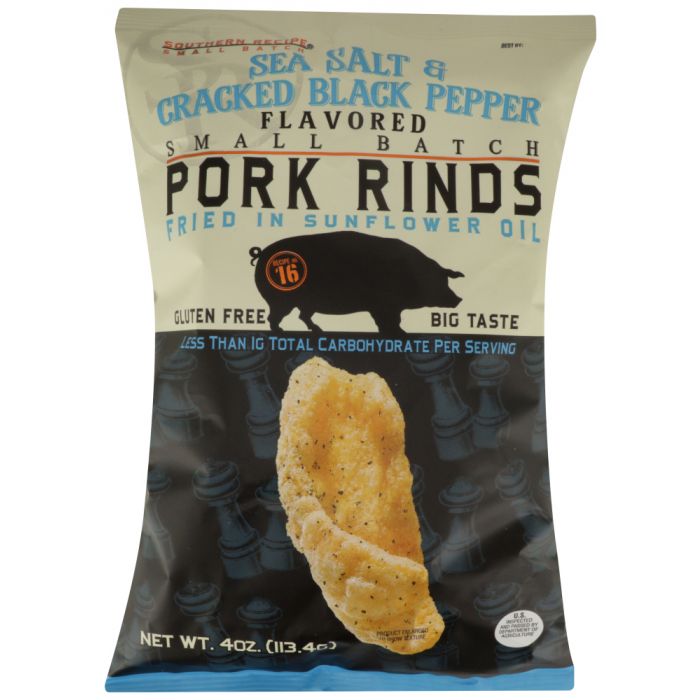 SOUTHERN RECIPE SMALL BATCH: Pork Rind Sea Salt Cracked Pepper, 4 oz