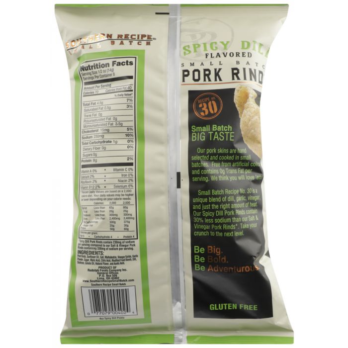 SOUTHERN RECIPE SMALL BATCH: Pork Rind Spicy Dill, 4 oz