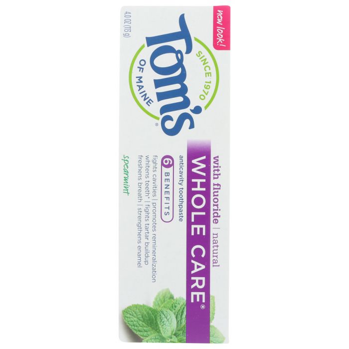 TOMS OF MAINE: Whole Care Spearmint Anticavity Toothpaste, 4 oz