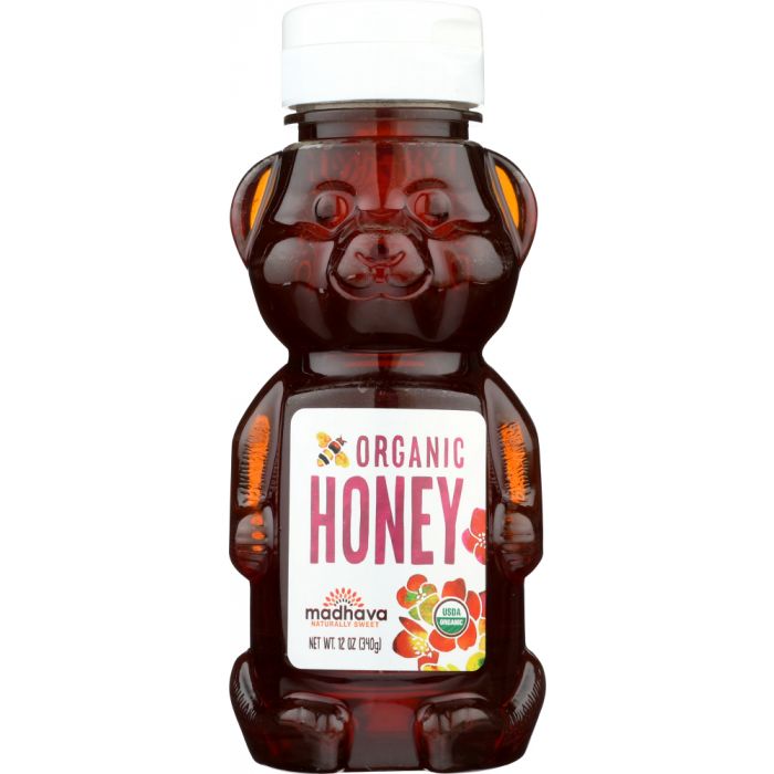 MADHAVA HONEY: Organic Honey Bear, 12 oz