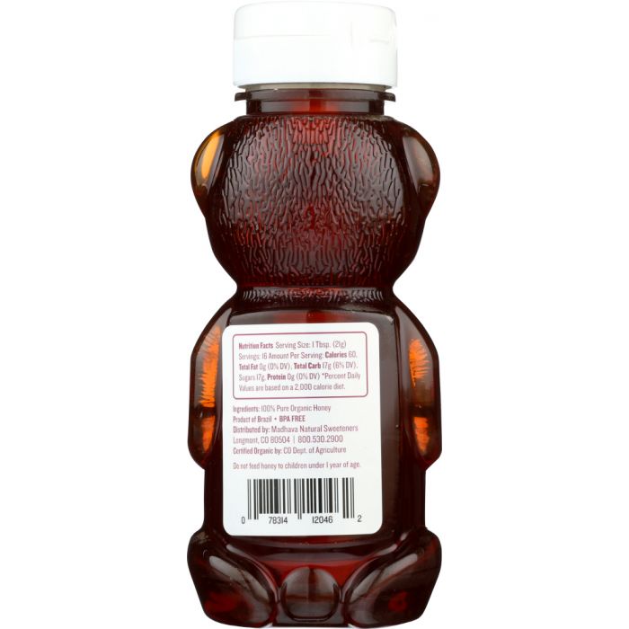 MADHAVA HONEY: Organic Honey Bear, 12 oz