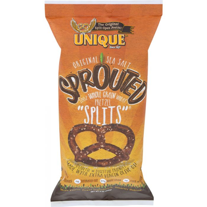 UNIQUE: Sprouted Whole Grain Splits Pretzels, 8 oz