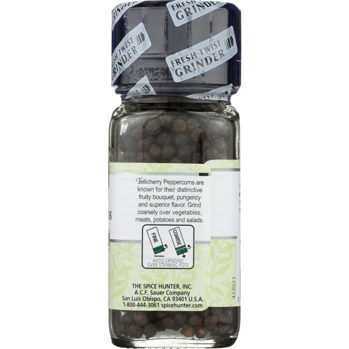 SPICE HUNTER: Tellicherry Peppercorns Grinder, 2.2 oz