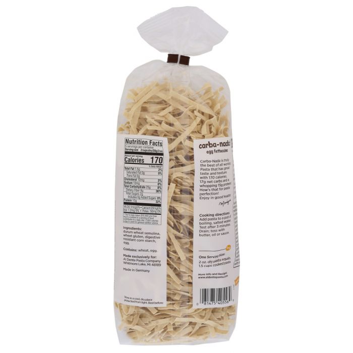 AL DENTE: Carba-Nada Egg Fettuccine Noodles, 10 Oz