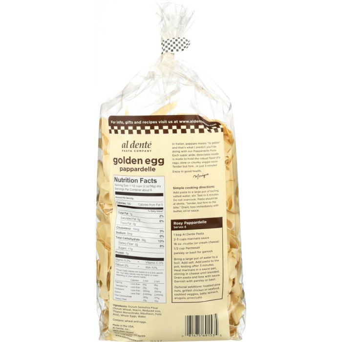 AL DENTE: Pappardelle Pasta Noodles Golden Egg, 12 oz