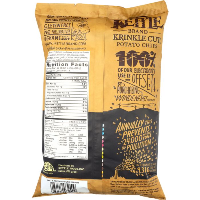 KETTLE BRAND: Krinkle Cut Potato Chips Salt & Fresh Ground Pepper, 13 oz