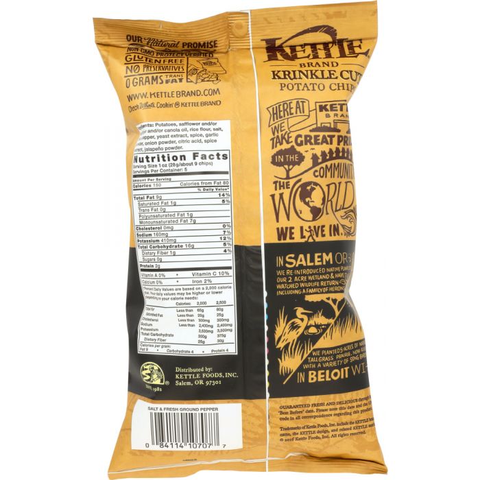 KETTLE BRAND: Krinkle Cut Potato Chips Salt and Fresh Ground Pepper, 5 oz