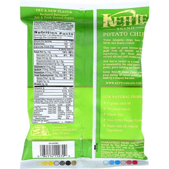 KETTLE BRAND: Hot! Jalapeno Potato Chips, 1.5 oz