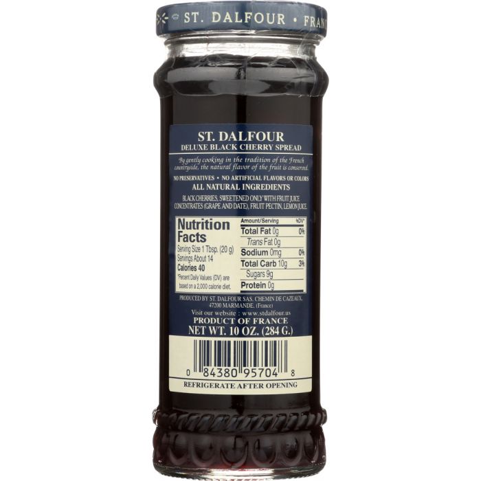 ST DALFOUR: All Natural Fruit Spread Black Cherry, 10 oz