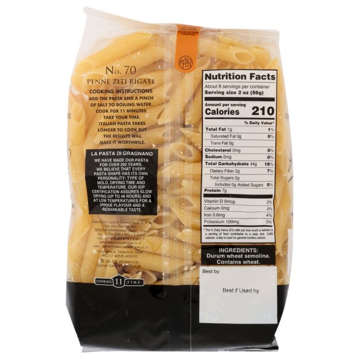 GAROFALO: Penne Ziti Rigate Pasta, 1 lb