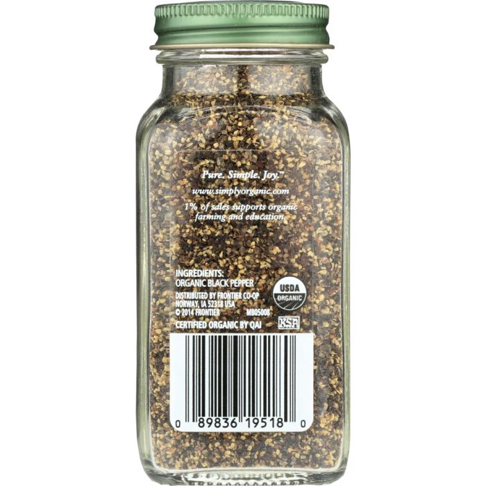 SIMPLY ORGANIC: Black Coarse Grind Pepper, 2.47 oz