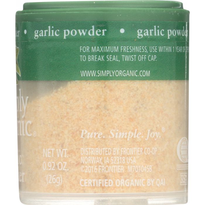 SIMPLY ORGANIC: Mini Garlic Powder, .92 oz