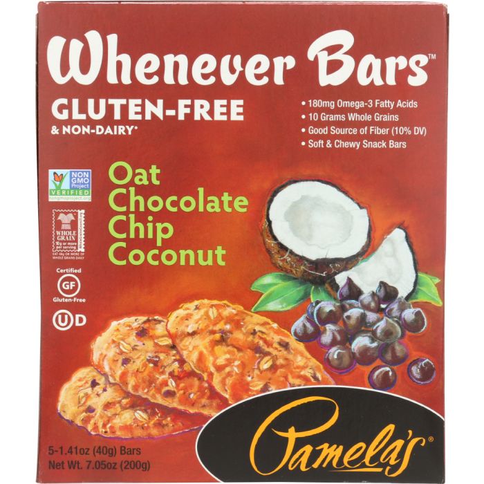 PAMELA'S: Whenever Bars Oat Chocolate Chip Coconut, 7.05 oz