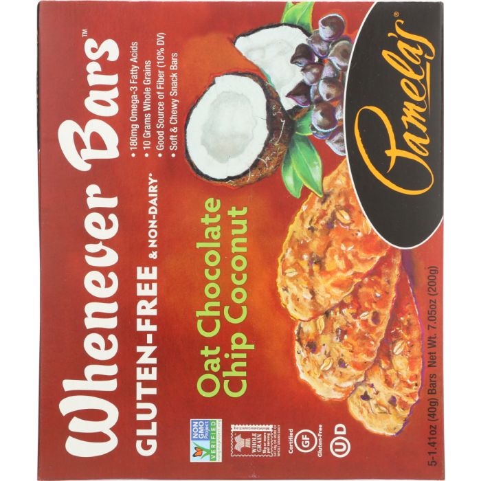 PAMELA'S: Whenever Bars Oat Chocolate Chip Coconut, 7.05 oz