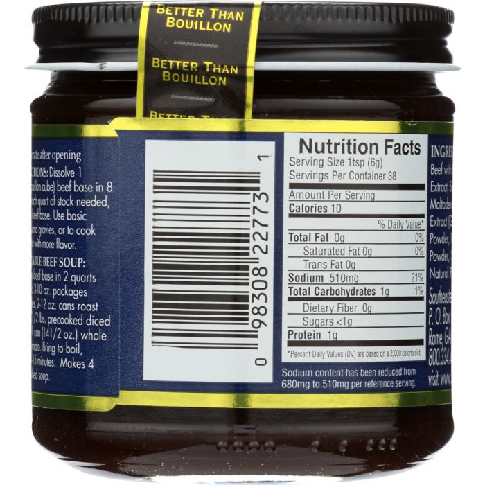 BETTER THAN BOUILLON: All Natural Reduce Sodium Beef Base, 8 Oz