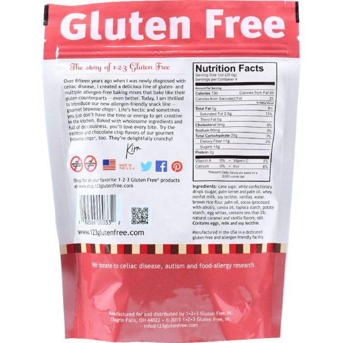 123 GLUTEN FREE: Gourmet Brownie Chips Caramel, 4 oz