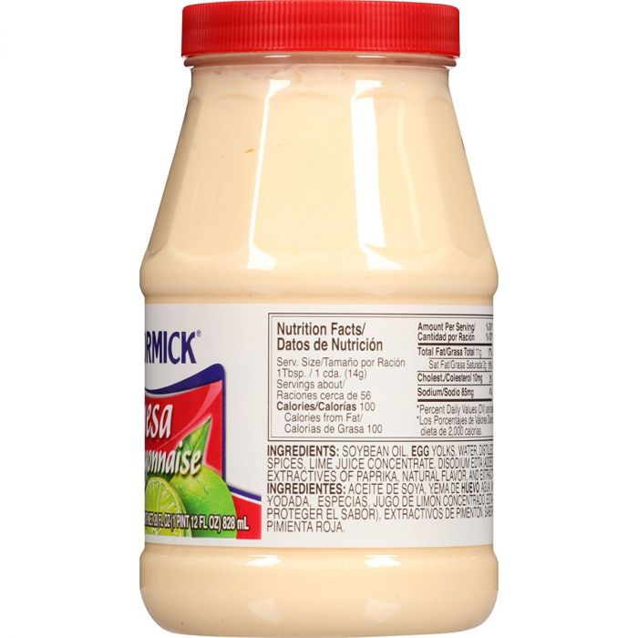 MC CORMICK: Mayonesa Mayonnaise with Lime Juice, 28 oz