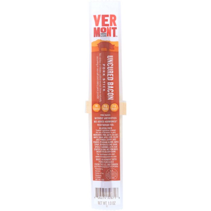 VERMONT SMOKE: Uncured Bacon Pork Sticks, 1 oz