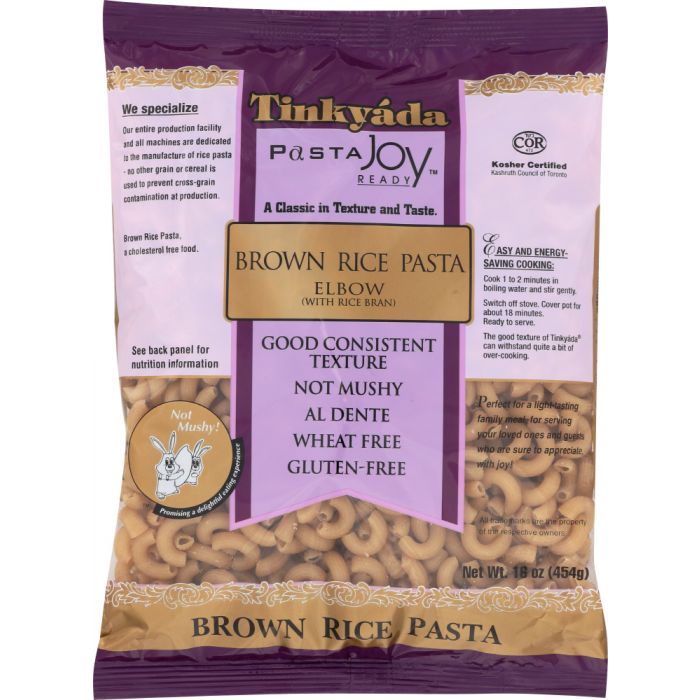 TINKYADA: Brown Rice Pasta Elbow With Rice Bran, 16 oz