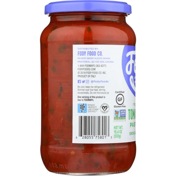 FODY FOOD CO: Tomato & Basil Pasta Sauce, 19.4 oz