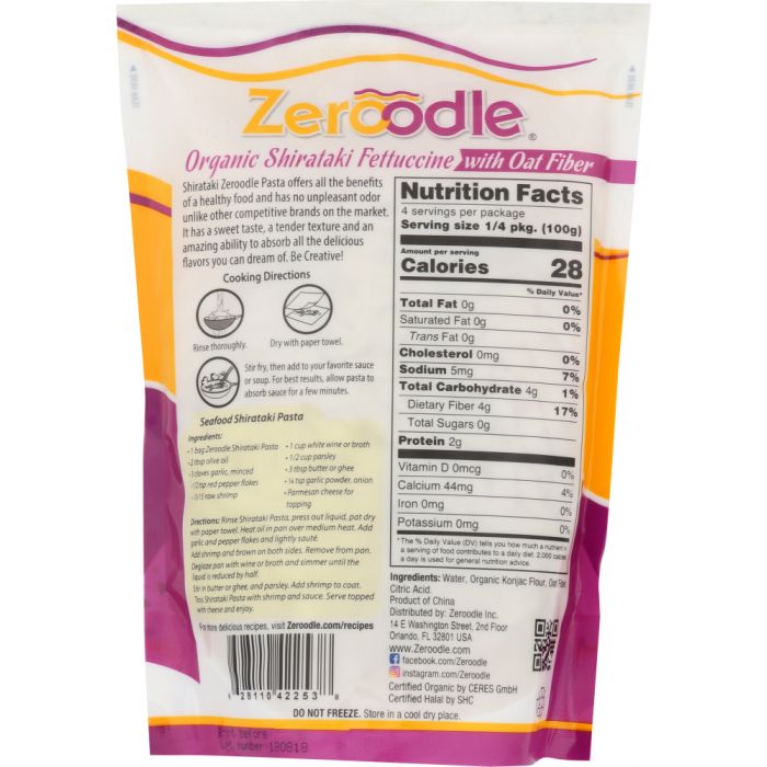 ZEROODLE: Pasta Fettuccine Oat, 14 oz