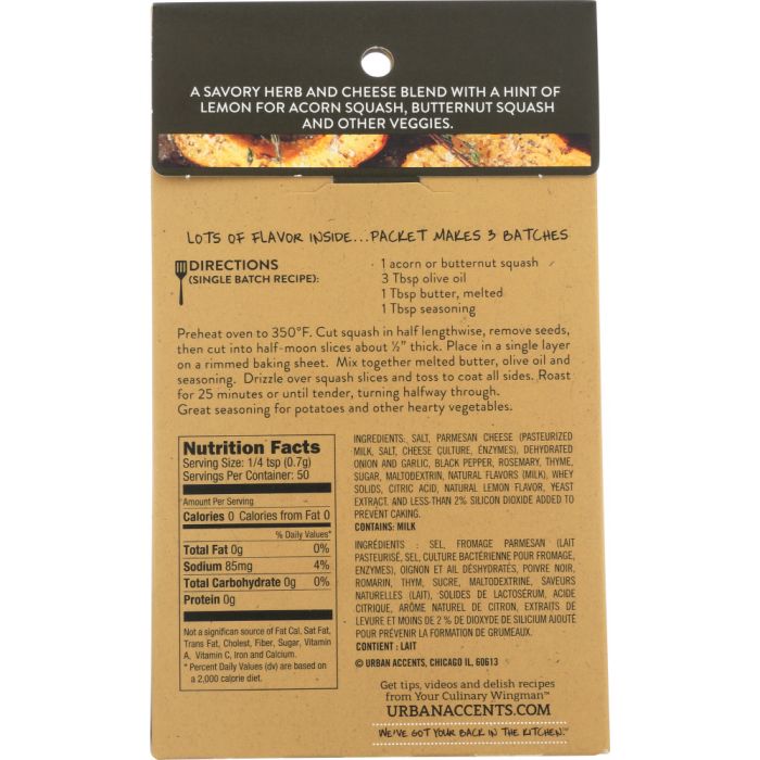 URBAN ACCENTS: Parmesan Mediterranean Veggie Roaster Seasoning, 1.25 oz