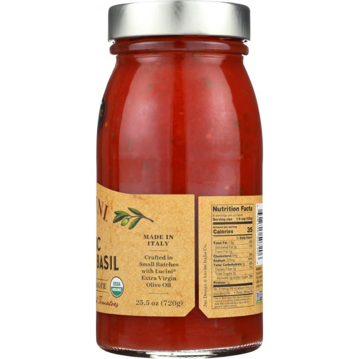 LUCINI: Italia Tomato Sauce Rustic Basil, 25.5 oz