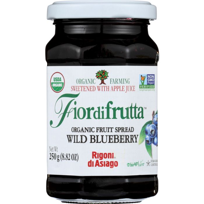 RIGONI: Fiordifrutta Organic Fruit Spread Wild Blueberry, 8.82 oz