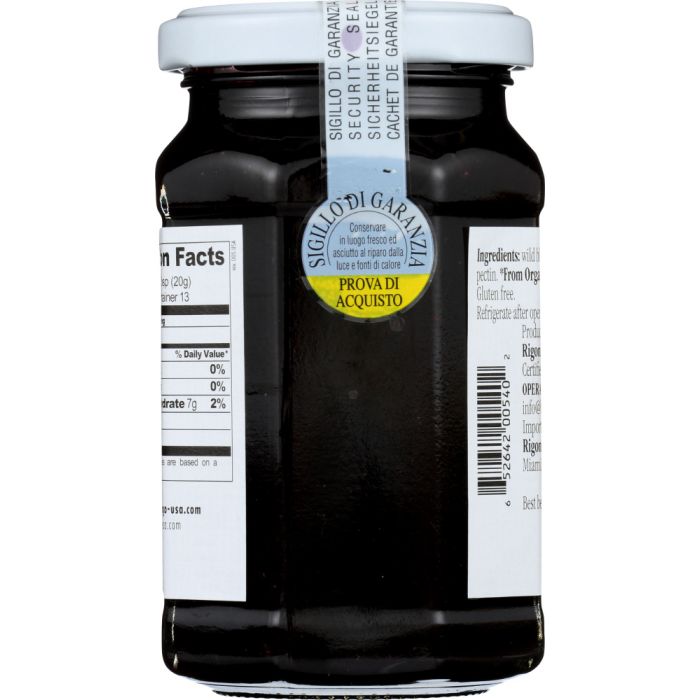 RIGONI: Fiordifrutta Organic Fruit Spread Wild Blueberry, 8.82 oz