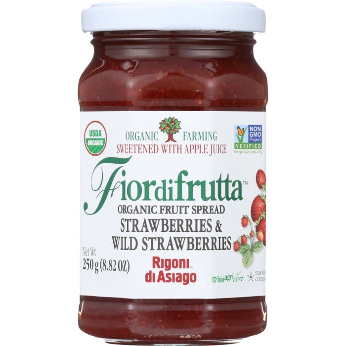 RIGONI: Fiordifrutta Organic Fruit Spread Strawberry, 8.82 oz