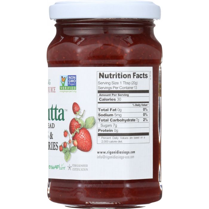 RIGONI: Fiordifrutta Organic Fruit Spread Strawberry, 8.82 oz