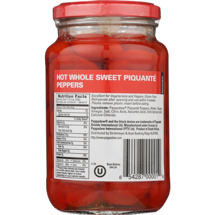 PEPPADEW: Pepper Red Whole Hot, 14 oz