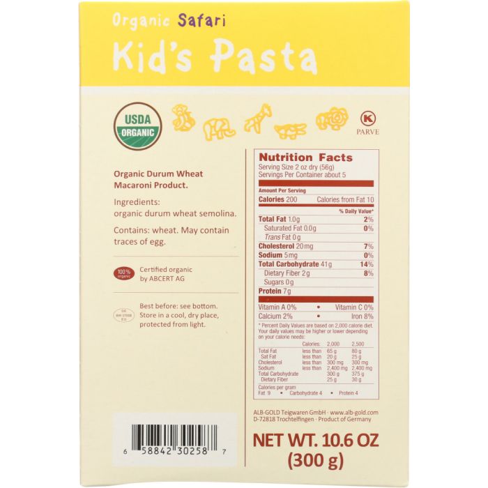 ALB GOLD: Pasta Kids Safari Shapes Organic, 10.6