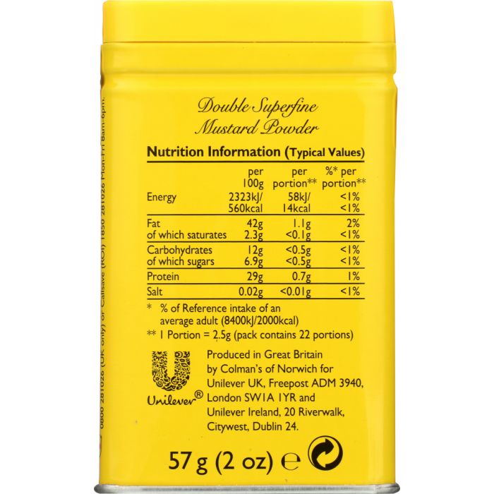 COLMANS: Mustard Double Superfine Powder, 2 oz